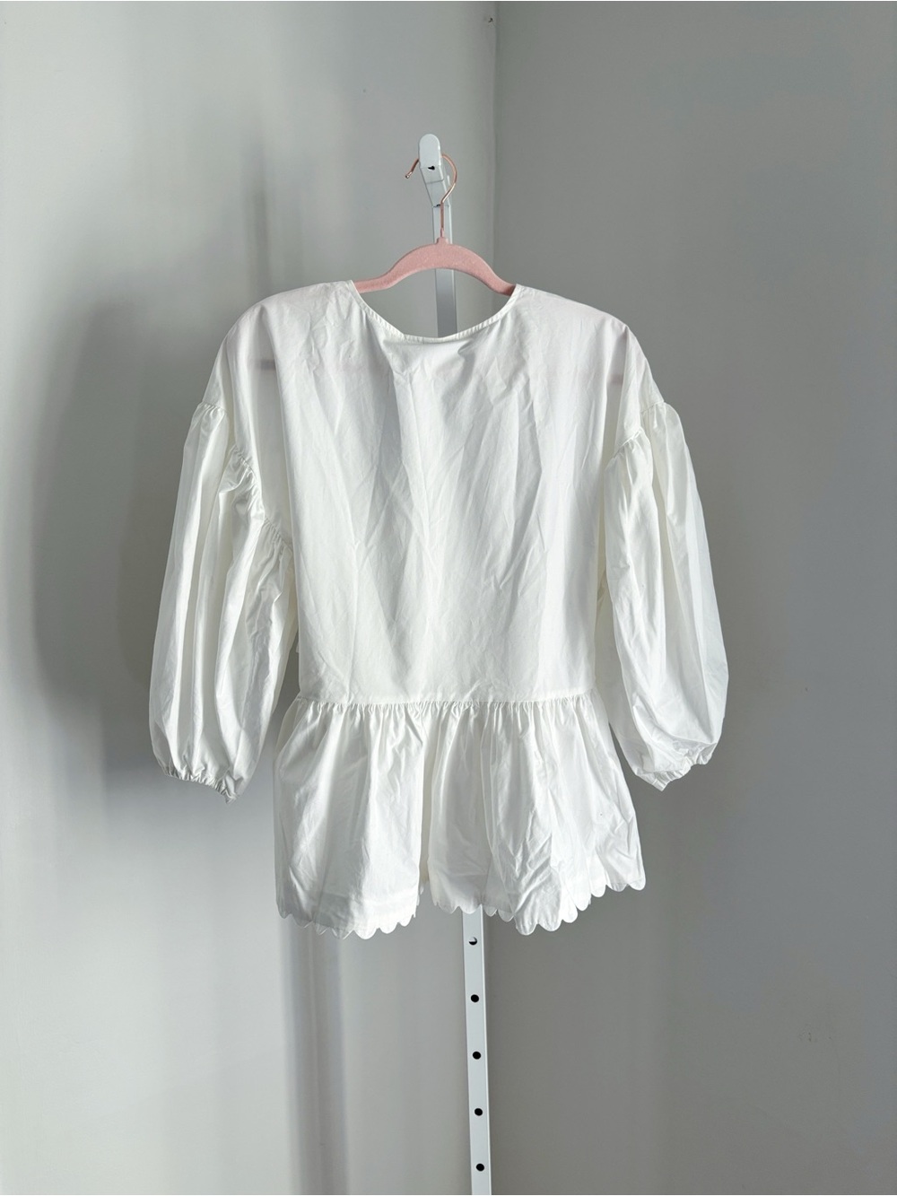 Kika Vargas X Target White Scallop Edge Wrap Top Sz Large Peplum Balloon Sleeve - Picture 4 of 5